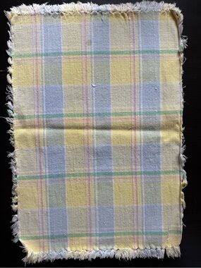 Fiesta Pastel Plaid Fringe placemats and napkins - Yellow & Blue from 1999